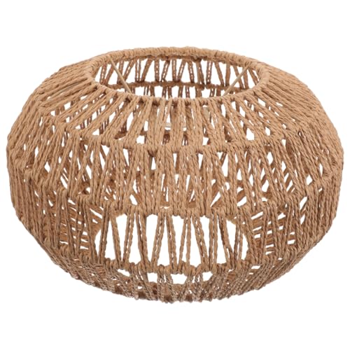 HANABASS Woven Vintage Rattan Lamp Shade 11.8 Inch Hanging Light Cover for Home Ceiling Light Bedroom Pendant Lampshade Boho Style