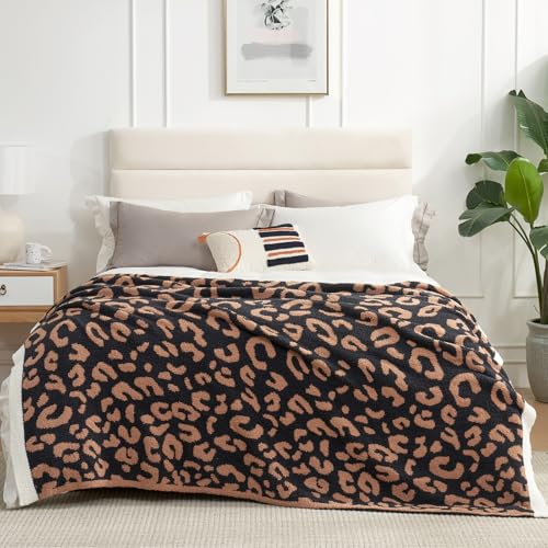 Snuggle Sac Ultra Soft Blanket Black Leopard Twin Size - Reversible Oversized Cheetah Bedding Blanket, Plush Throw Blankets for Bed, Sofa, Couch, Black Leopard, 60x80 inches - color: Leopard Black, size: Twin(60"x80")