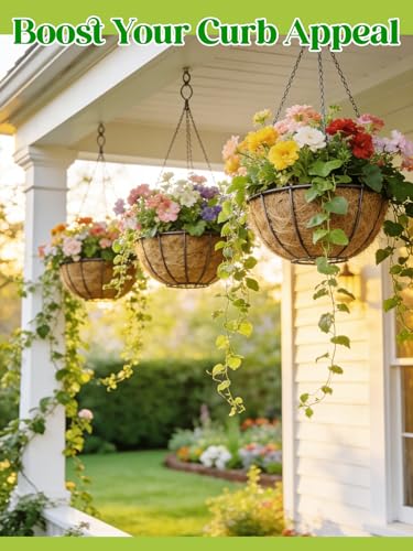ANPHSIN 4Pcs 18inch Coconut Liners for Hanging Baskets Planters - Made of 100% Natural Coco Coir Fiber, Thick Breathable Round Liner for Outdoor Porch Garden Flower - size: 18in