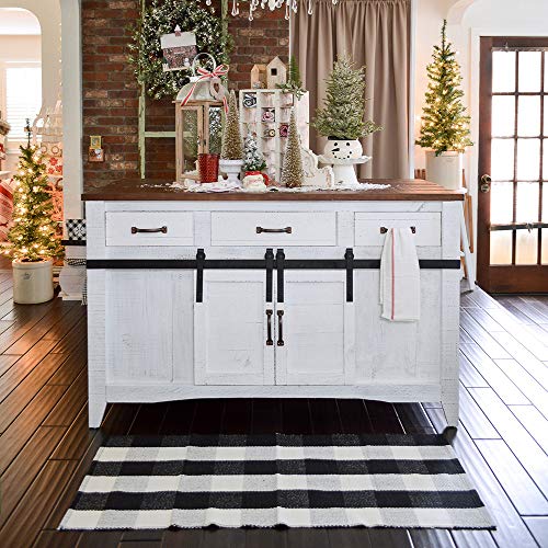 Buffalo Plaid Outdoor Rug, 27.5''x43'' Black White Check Indoor/Outdoor Area Rugs, Layering Rug for Hello/Welcome Door Mat, Washable Cotton Woven Farmhouse Mat for Christmas Front Porch Décor - color: Black and White Plaid, size: 2'4" x 3'7" (Rectangular