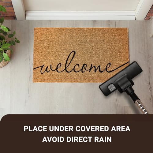 KANKUN Coco Coir Door Mat with Heavy Duty Backing, Welcome Doormat (17" x 30"), Doormat Entrance (Welcome1-1Pack) - color: Welcome1 - 1pack