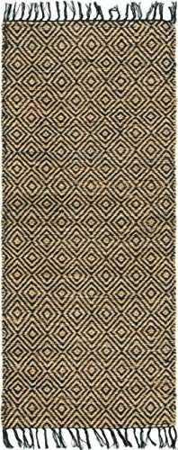 Unique Loom Braided Jute Collection Area Rug - Assam (2' 7" x 6' 1" Runner, Black/ Natural) - color: Black/Natural, size: 2'7" x 6'1" (Runner)