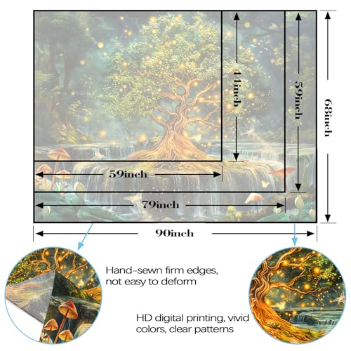 Spenlife Enchanted Tree of Life Tapestry Fantasy Tapestry for Bedroom Green and Gold Tapestries Wall Hanging Bedroom Living Room Wall Art and Home Decor 44x60 - color: Gold, size: 60"L x 44"W