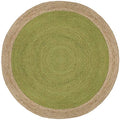 SAFAVIEH Area Rug 3' Round - Natural Fiber Collection - Green & Natural Brown, Handmade Jute, Braided Border Design (NF801G) - color: Green/Natural, size: 3' (Round)