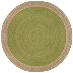 SAFAVIEH Area Rug 3' Round - Natural Fiber Collection - Green & Natural Brown, Handmade Jute, Braided Border Design (NF801G) - color: Green/Natural, size: 3' (Round)