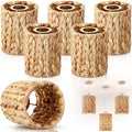 Gerrii 6 Pack Small Rattan Lamp Shades 5.91" (H) x 5"(D) Boho Woven Light Covers, Water Hyacinth Replacement Shades for Pendant Wall Ceiling Fixture, Clip on Bulb Decor