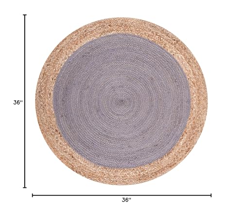SAFAVIEH Area Rug 3' Round - Natural Fiber Collection - Grey & Natural Brown, Handmade Jute, Braided Border Design (NF801F) - color: Grey/Natural, size: 3' (Round)