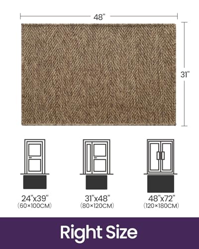 DEXI Dirt Trapper Door Mat, 31x48 Washable Doormat, Dirt Resistant and Absorbent, Easy Clean Low-Profile Floor Rugs for Entryway, Front Door, and Inside Entrance, Brown - color: Brown, size: 2'7" X 4' (Rectangular)