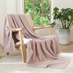 MooMee Muslin Blanket - 100% Cotton 4-Layer Gauze Throw Blanket with All-Around Fringe, Soft Breathable Lightweight Cooling Summer Blankets for Bed Couch(Greyish Pink,Twin XL 66" x 90") - color: Greyish Pink, size: Twin XL