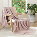 MooMee Muslin Blanket - 100% Cotton 4-Layer Gauze Throw Blanket with All-Around Fringe, Soft Breathable Lightweight Cooling Summer Blankets for Bed Couch(Greyish Pink,Throw 60" x 50") - color: Greyish Pink, size: Throw