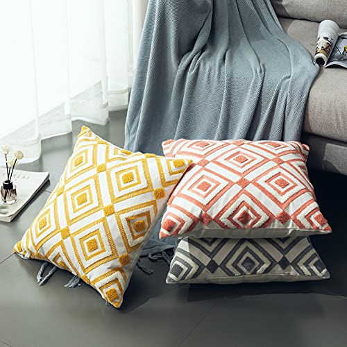 Boho Decorative Throw Pillow Cover Geometric Tufted Cotton Pillowcase Super Soft Pillow Sham Cushion Case for Sofa Couch Bedroom Living Room (Type D,18"x18") - color: Type D
