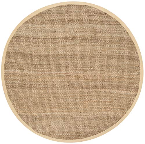 SAFAVIEH Natural Fiber Collection Area Rug - 7' Round, Natural, Handmade Farmhouse Jute, Ideal for High Traffic Areas in Living Room, Bedroom (NF732A) - size: 7' (Round)