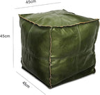 Louis Donné UNSTUFFED Pouf Ottoman, Square 17.7" Faux Leather Floor Footrest Cushion, Waterproof Poofy Ottoman Cover for Storage Living Room Decoration Bedroom Office Chair(ONLY Cover NO Filler)