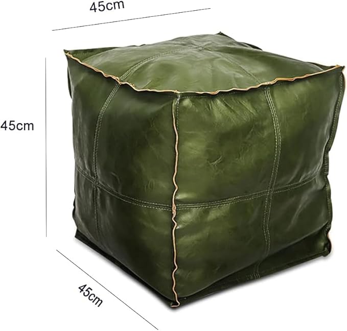 Louis Donné UNSTUFFED Pouf Ottoman, Square 17.7" Faux Leather Floor Footrest Cushion, Waterproof Poofy Ottoman Cover for Storage Living Room Decoration Bedroom Office Chair(ONLY Cover NO Filler)