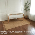 KIBAGA Beautiful Jute Area Rug for Your Home - This Natural 4x6 ft Hand Woven Rug Fits Perfectly Into Your Entry Area, Kitchen Or Living Room - Modern Braided Mat Enhances Any Boho/Farmhouse Decor - size: 4' x 6' (Rectangular)