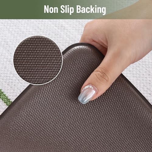 KIMODE Kitchen Mats Cushioned Anti Fatigue, Farmhouse Kitchen Rugs Sets of 2, Non Slip Kitchen Mats for Floor, Comfort Dark Green Kitchen Floor Mats for Home Decor Sink Laundry Desk 17"x47"+17"x29" - color: Dark Green, size: 17.3" x 47 "+ 17.3" x 29 "--0.