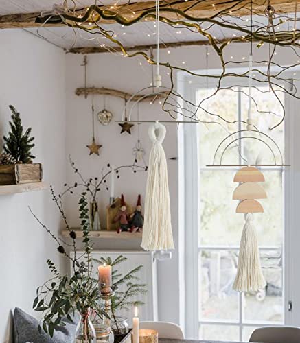 IOWER Boho Wall Decor Macrame Wall Hanging Bohemian Bedroom Wall Art Bathroom Decor Kitchen Tassel Home Wall Aesthetic Christmas Gifts 2 Pcs - color: Ivory