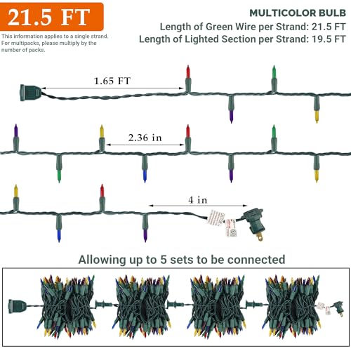 Multicolor Christmas String Lights, 100 Count, Incandescent Mini Christmas Lights, Connectable Xmas Tree Light for Indoor Outdoor Garland Birthday Holiday Wedding Festival Party - color: Multicolor