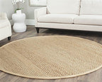 SAFAVIEH Natural Fiber Collection 4' Round Natural NF731A Handmade Farmhouse Fringe Premium Jute Area Rug - size: 4' (Round)