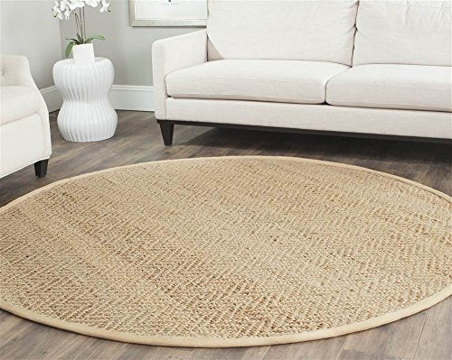 SAFAVIEH Natural Fiber Collection 4' Round Natural NF731A Handmade Farmhouse Fringe Premium Jute Area Rug - size: 4' (Round)