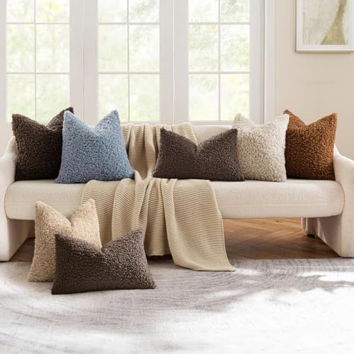 MIULEE Pack of 2 Throw Pillow Covers 16x16 Inch Chocolate Faux Fur Decorative Sherpa Pillow Covers Fuzzy Accent Soft Sheepskin Fleece Cushion Cases for Boho Home Decor Couch Living Room Bed - color: Chocolate, size: 16" x 16" (Pack of 2)