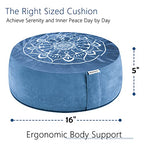 Hihealer Meditation Cushion, Traditional Tibetan Meditation Pillow Velvet Cover - Large Floor Cushion Seating for Adults - Yoga Buckwheat Bolster for Women、Moms - color: Restful Light Blues