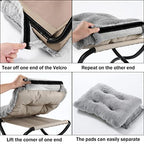 15" Foldable Foot Stool Ottoman with Metal Frame - Washable Faux Fur Grey Upholstered Indoor/Outdoor Footrest for Living Room, Bedroom, Patio - Space-Saving Compact Design - color: Fleece-grey