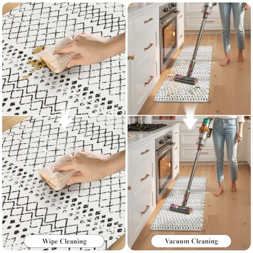 KIMODE Kitchen Mats 2PCS,Cushioned Anti Fatigue Kitchen Rugs and Mats,Non Skid Waterproof Kitchen Mats for Floor,Comfort Foam Standing Mat for Home Decor, Office,Sink,Laundry Room,Desk,Black and White - color: Black and White Diamond, size: 17.3" x 47 "+