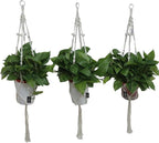 Macrame Plant Hangers Set of 3 – Handmade 39-Inch Indoor/Outdoor Hanging Planters in Ivory with Beads, Boho Home Decor for Pots up to 9 Inches (Pots Not Included)