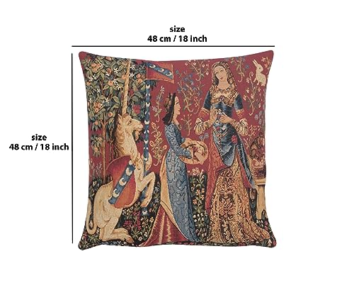 Charlotte Home Furnishings Decorative Couch Pillow Cover 18x18 in, Medieval Smell Throw Pillow Cover for Bed, Tapestry Cushion Cases for Living Room Home Decor, European Cotton Jacquard Woven - color: Medieval Smell, size: 18" x 18" (Pack of 1)