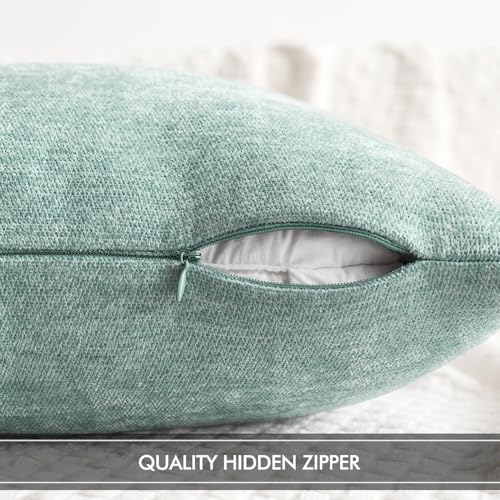 MIULEE Pack of 2 Aqua Green Decorative Pillow Covers 18x18 Inch Soft Chenille Couch Spring Throw Pillows Farmhouse Cushion Covers for Home Decor Sofa Bedroom Living Room - color: Aqua Green, size: 18" x 18" (Pack of 2)