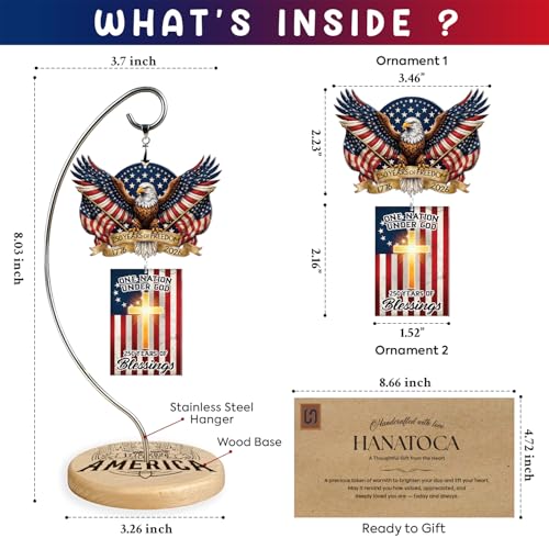 250th Anniversary America Tabletop Ornament Decorations, USA Patriotic Home Decor 1776-2026 with Bald Eagle & Cross on Engraved Wood Base, 4th of July Memorial Day Independence Day Gift - color: 00 - 250th America