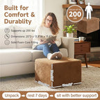 Tiita Pouf Ottoman and Foot Rest, Square Foam Stuffed Floor Pouf with Storag for Living Room, Brown - color: Square Brown