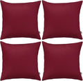 Thmyo 4-Pack 100% Cotton Comfortable Solid Decorative Throw Pillow Case, Square Cushion Cover Pillowcase Sublimation Blank Pillow Covers DIY Throw Pillowcase for Sofa(22x22 inch/ 55x55cm,Wine red)
