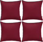 Thmyo 4-Pack 100% Cotton Comfortable Solid Decorative Throw Pillow Case, Square Cushion Cover Pillowcase Sublimation Blank Pillow Covers DIY Throw Pillowcase for Sofa(22x22 inch/ 55x55cm,Wine red)