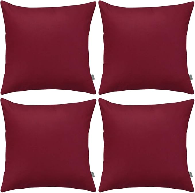4-Pack 100% Cotton Comfortable Solid Decorative Throw Pillow Case,Thmyo Square Cushion Cover Pillowcase Sublimation Blank Pillow Covers DIY Throw Pillowcase for Sofa(24x24 inch/ 60x60cm,Wine red)