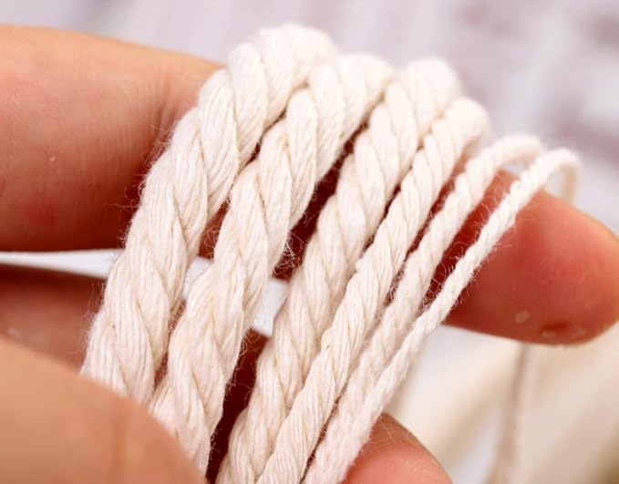 FLIPPED 100% Natural Cotton Macrame Cord,5mm x110 Yards Macrame Cords Colored Cotton Macrame Rope Craft Cord for DIY Crafts Knitting Plant Hangers Christmas Wedding Décor(Beige, 5mm110yards)