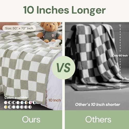 WRENSONGE Checkered Throw Blanket, Black and White Soft Cozy Fluffy Warm Hand Made Throw Blankets for Couch, Sofa, Chair, Bed, Camping, Picnic, Travel Lightweight Bed Blanket - 50"*70" - color: Black White, size: Throw-XL(50"x 70")