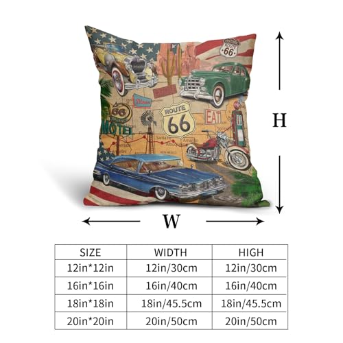 Antique Car Pillow Covers 20x20 Inch Set of 2 Classic Old Car Cotton Linen Decorative Throw Pillow Case Route 66 Motorcycle Cushion Cover for Bedroom Sofa Living Room Chair Home Decor - color: Antique Car, size: 20" x 20" (Pack of 2)