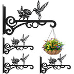 4-Pack 10 Inch Aesthetic Plant Hanger Indoor and Outdoor – Metal Hanging Plant Bracket with Hummingbird Pattern – Heavy Duty Plant Hooks for Hanging Flower Baskets, Bird Feeder, Wind Chime, Lantern - color: 4-Pack