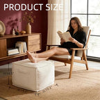 Ottoman Foot Rest Square Pouf with Side Handles - Soft Fabric with Storage, Easy to Move for Living Room, Home Decor & Daily Lounging,A Square Modern Foam Filled Foot Stool Perfect to Rest Your Feet