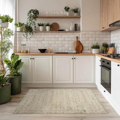3x5 Small Entryway Area Rug Indoor for Front Door Entry Way,Washable Non Slip Ultra Thin Modern Farmhouse Neutral Boho Door Mat Entrance,Tan Brown and Cream Beige - color: Cream&light Tan, size: 3' x 5' (Rectangular)