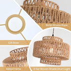 Boho Rattan Lamp Shades for Pendant Light Chandelier Floor Lamps Replacement,Rustic 3-Tier Drum Lamp Shade with Hand-Woven Rattan for Living Room Kitchen Dining Room Office Hotel. - size: style B