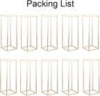 Gold Metal Cube Vase Stand for Wedding Centerpieces, 31.5in Tall, 10 Pcs