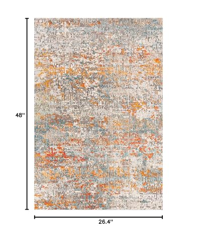 SAFAVIEH Madison Collection Accent Rug - 2'2" x 4', Grey & Orange, Modern Abstract Design, Non-Shedding & Easy Care, Ideal for High Traffic Areas in Entryway, Living Room, Bedroom (MAD460F) - color: Grey/Orange, size: 2'2" x 4' (Rectangular)