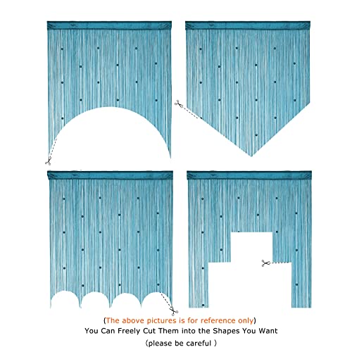 YaoYue Beaded Curtain Door String Curtains for Doorway Tassels Beads Hanging Fringe Hippie Room Divider Window Hallway Entrance Wall Closet Bedroom Privacy Decor (Lake Blue, 100×200cm) - color: Lake Blue, size: 39"W x 79"L (Pack of 1)