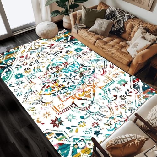 Colorful Vintage Distressed Floral Area Rugs 2x3 Traditional Machine Washable Large Rug for Living Room Bedroom Diningroom Art Deco Dorm Nursery Guestroom Floor Carpet Retro Accent Rug Runners - color: L, size: 2x3