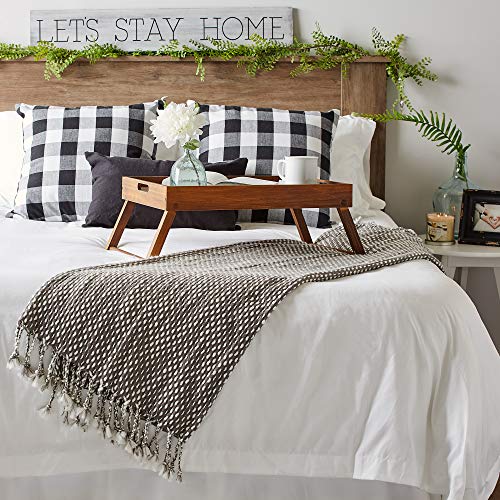 DII Textured Acryllic Woven Throw, Farmhouse Fringe Blanket, 50x60, Gray/White - color: Gray/White