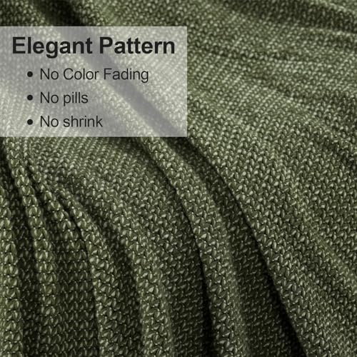 Blagic Knitted Throw Blanket for Couch, Soft Farmhouse Throw Blanket with Tassels,Home Decorative Lightweight Blankets,Spring Throws for Bed/Chair/Sofa,Wheat Textured (Green & White,60" W x 80" L) - color: Green & White, size: 60 × 80 in