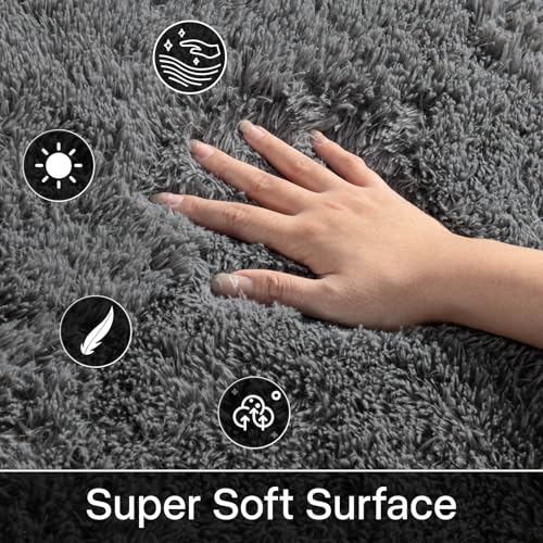 Merelax Soft Modern Indoor Shaggy Area Rug for Bedroom Livingroom Dorm Kids Room Home Decorative, Non-Slip Plush Fluffy Furry Fur Rugs Comfy Nursery Accent Floor Carpet 2x3 Feet, Charcoal - color: Charcoal, size: 2' x 3' (Rectangular)
